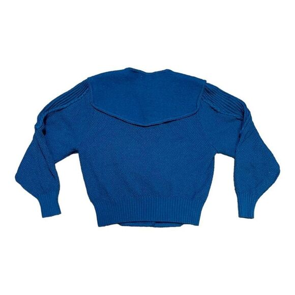 Vintage Woodstock By Bernard 100% Wool Cardigan Sweater Button-Up Blue Jacket 40 - Picture 4 of 5